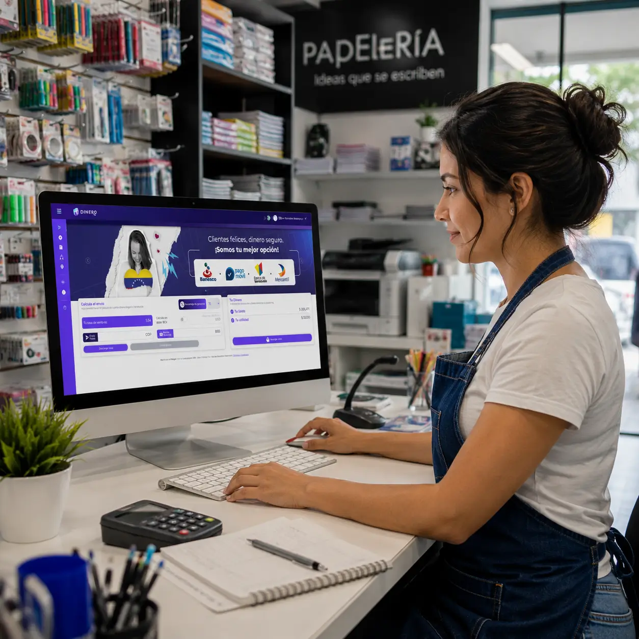 Establecimiento comercial colombiano atendiendo servicios para su comunidad